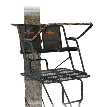 Big Game LS4950 Spector XT Treestand, 17' Two Person Ladderstand, Flip_Up Flex_Tek Seat, Padded Shooting Rail