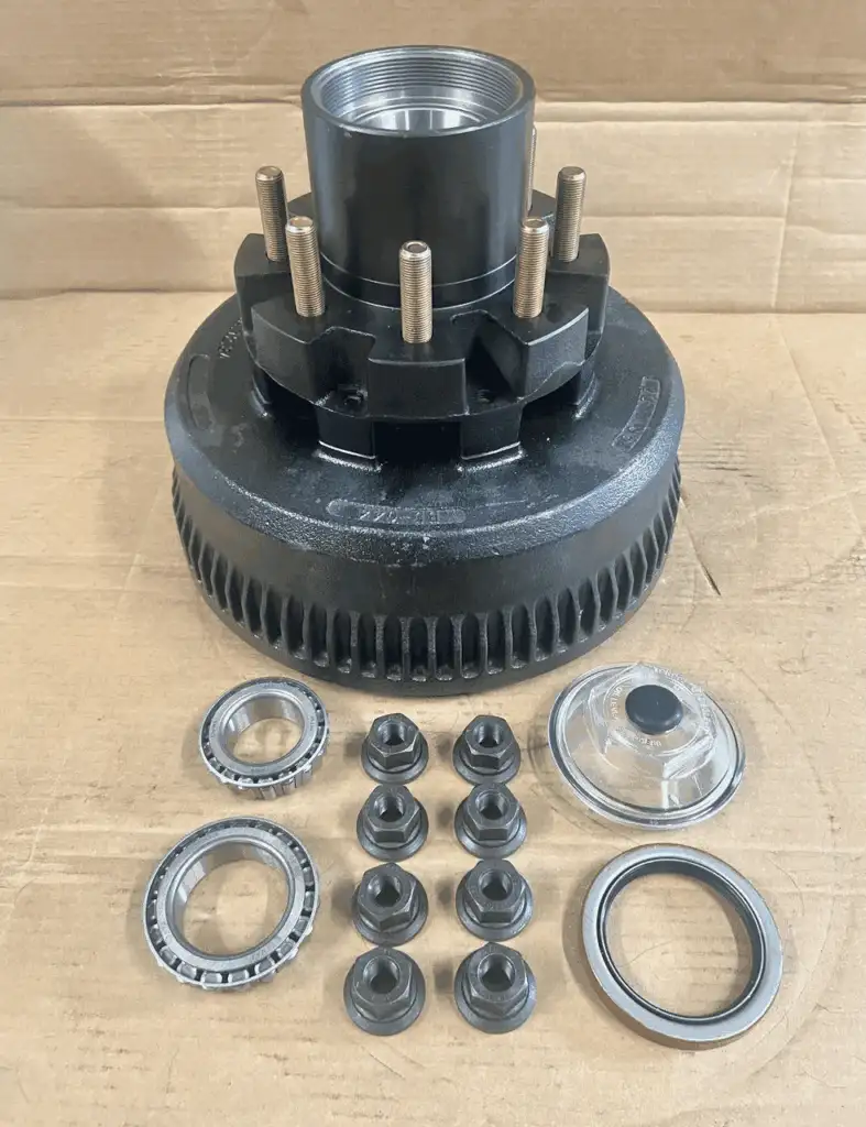 865 Lug 12K 5/8" Stud Brake Hub OIL 12.25" BLK w/bearings seal dust cap and lugs (DRY KIT)