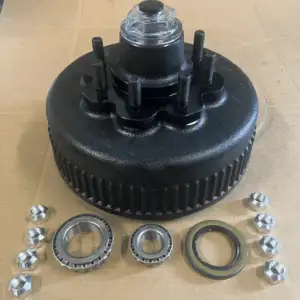 865 Lug 8KH 5/8" StudBrake Hub 12" BLK w/bearings seal dust cap and lugs (DRY KIT)