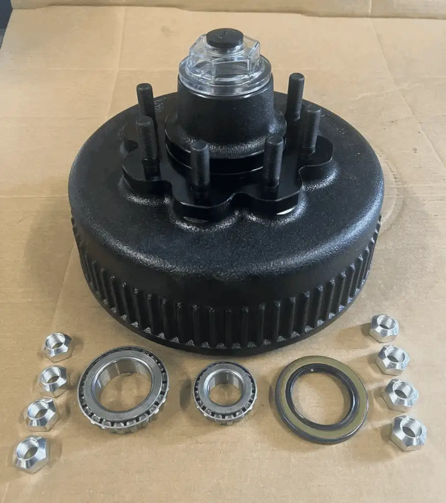 865 Lug 8KH 5/8" StudBrake Hub 12" BLK w/bearings seal dust cap and lugs (DRY KIT)