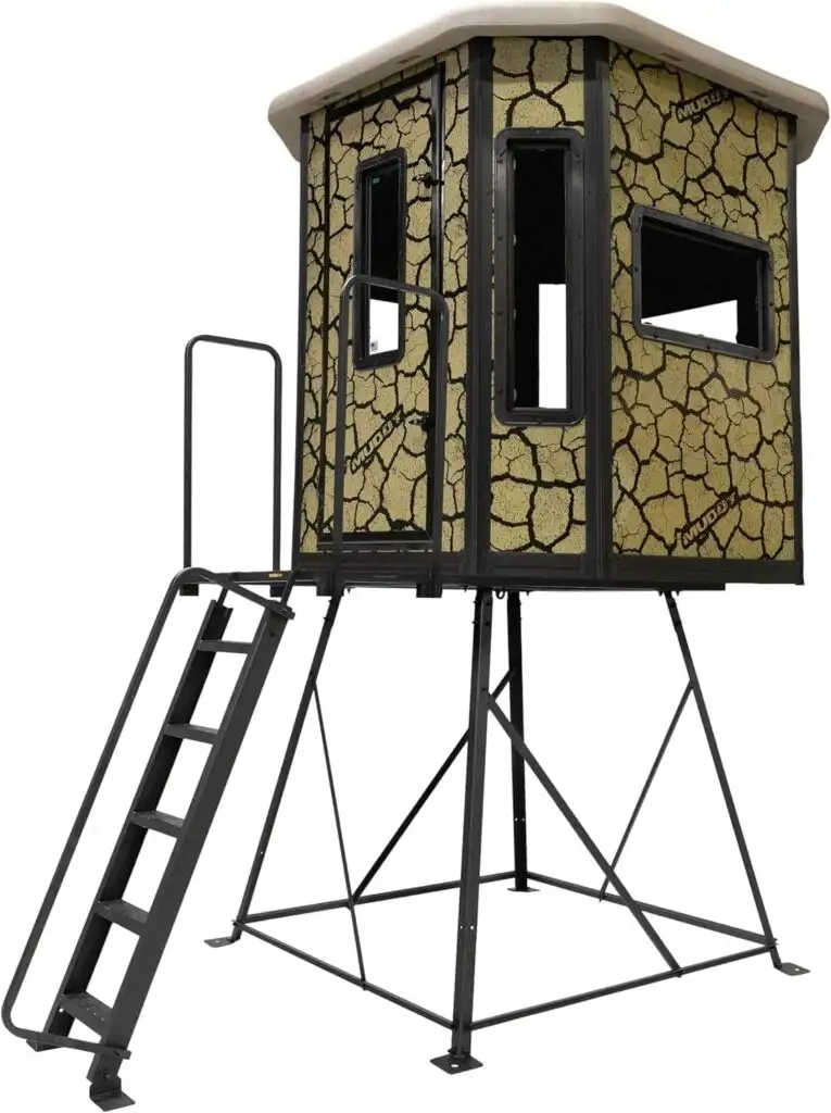 BULL XL BOX BLIND W/ ELITE 5' TOWER / STEEL WALL CONSTUCTION / CRACKED MUD CAMO