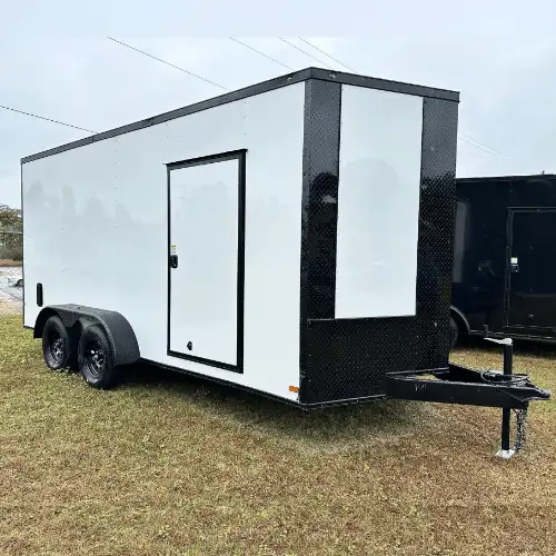 Arising ARI7x16TAWHTBO - Eko White with Black Out Package Tandem Axle Enclosed Trailer